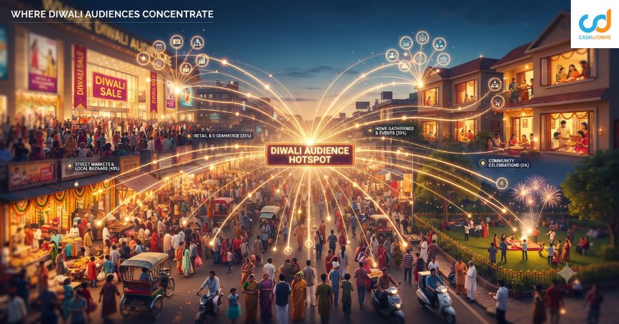 Diwali advertising in high-footfall markets and shopping areas